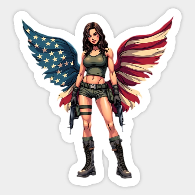 American Flag Angel Sticker by animegirlnft